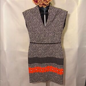 Elegant Black and Red Patterned Midi Dress